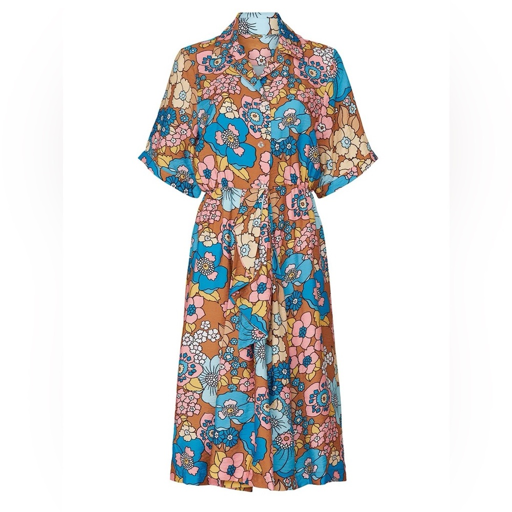 70s Floral Printed Nancy Dress